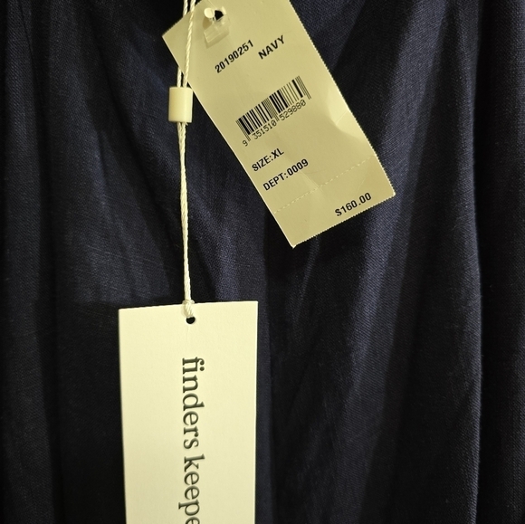 NWT Finders Keepers Limoncello Jumpsuit Navy Cropped Wide Leg Tie Back 10 Linen - Picture 11 of 13